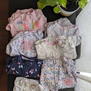 7 piece NB girls jammies bundle